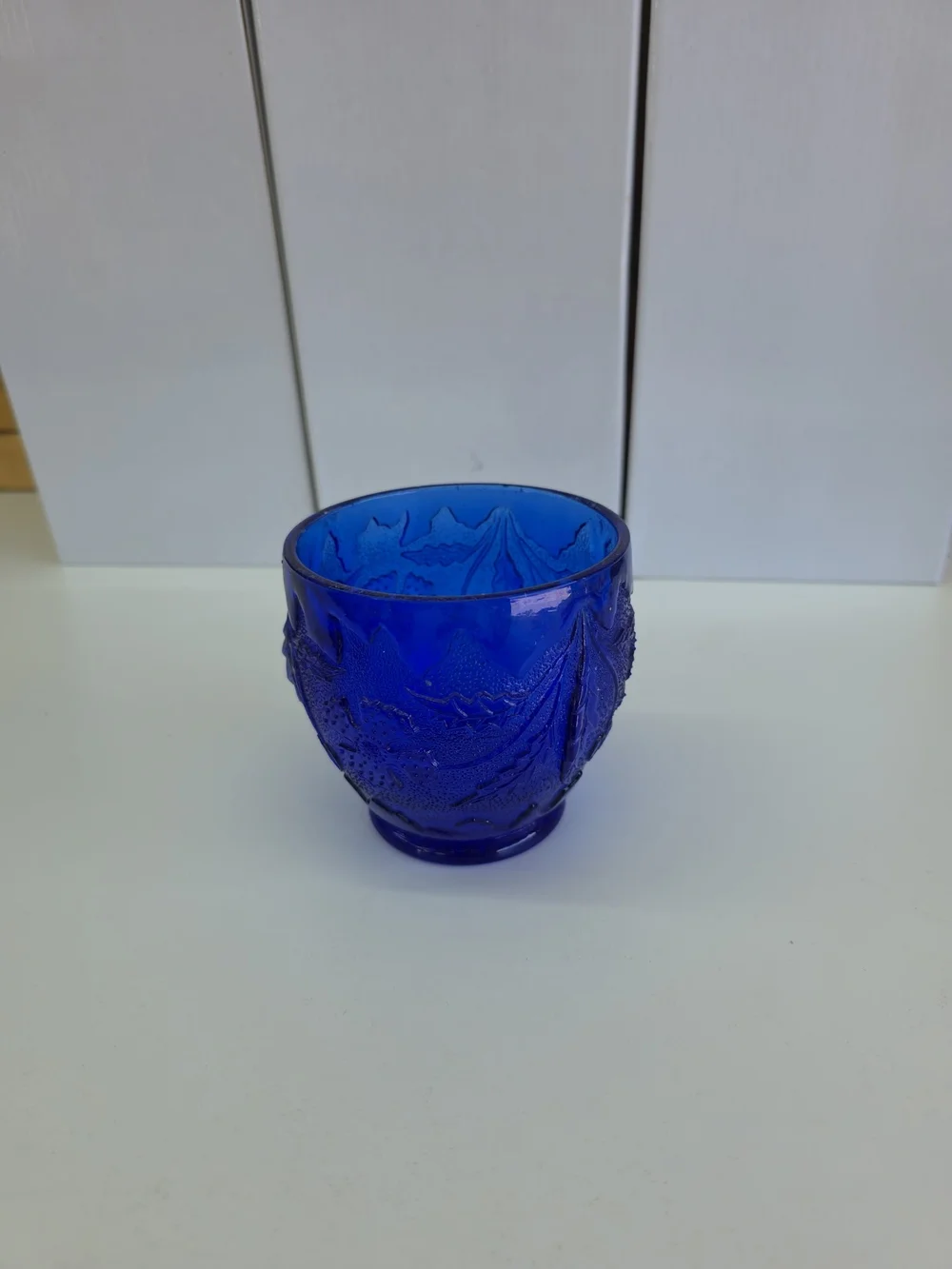 Cobalt Blue Pressed Glass Creamer Pitcher